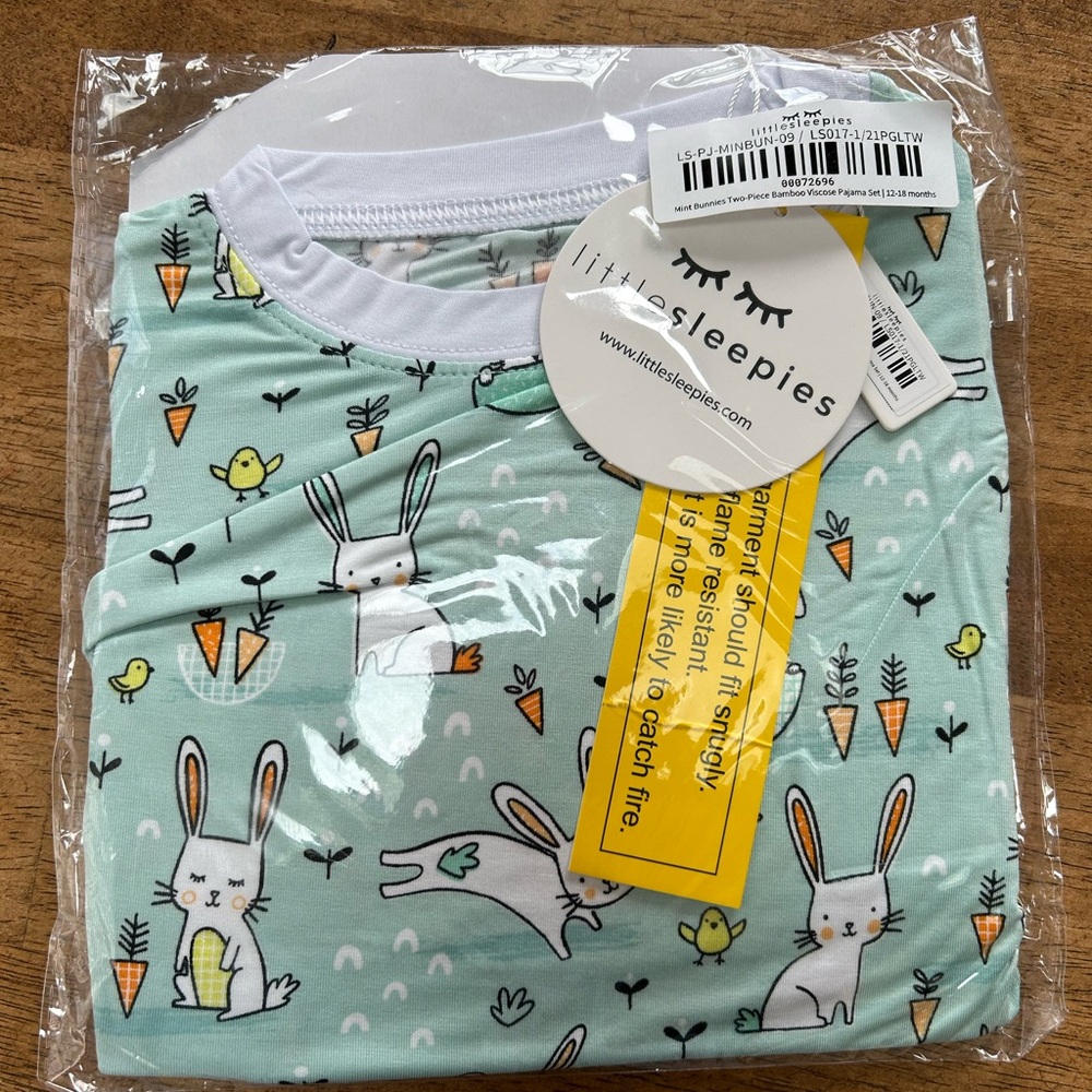 Little sleepies Mint green bunny Jammie’s